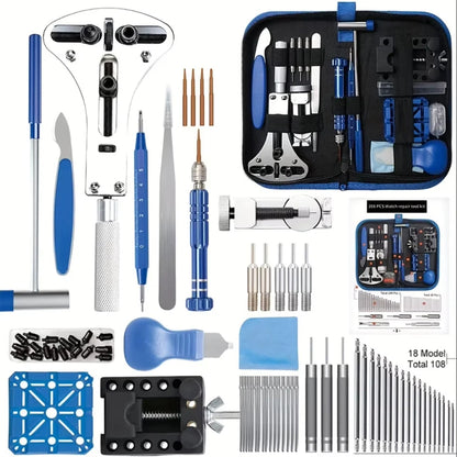 Kit de Réparation de Montres 185 Pièces - Outils Professionnels pour Remplacement de Batterie, Démontage de Maillons, Retrait du Fond de Boîtier, Outils à Barres et plus - BLACKBEARD OUTDOOR INDUSTRIES