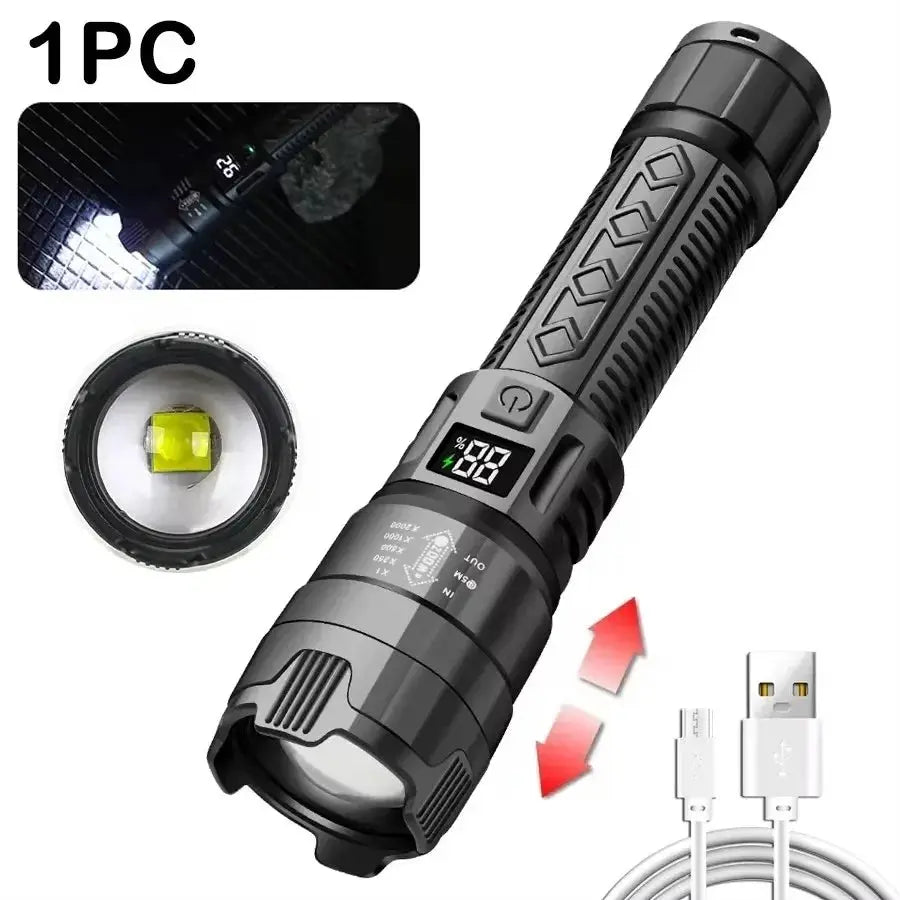 Lampe Torche LED 600LM BALDR | USB Rechargeable | Longue Portée 300m | Zoom Télescopique | Étanche | 3 Modes d’Éclairage Ma boutique