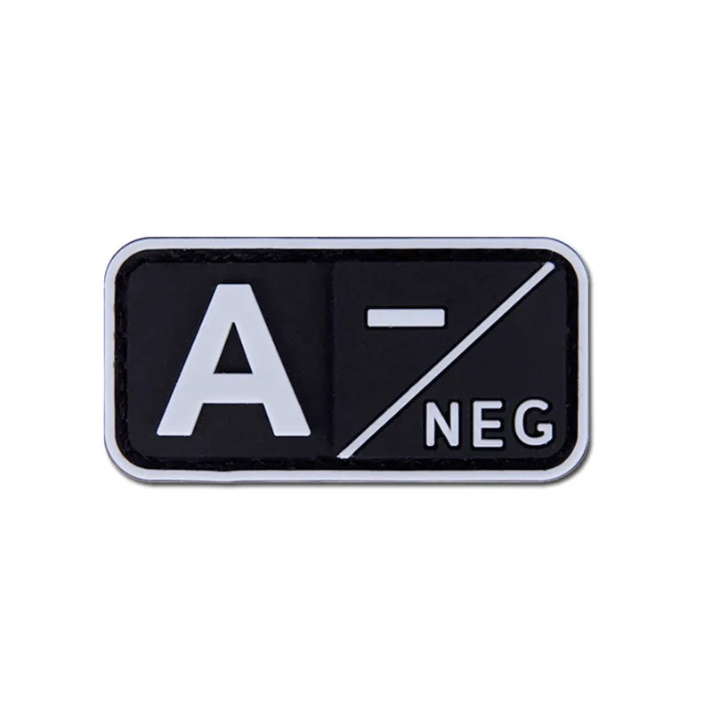 Patch Groupe Sanguin 3D PVC – A B AB O Rh + / - – Écusson Tactique Militaire Hook & Loop 5×2,5 cm - BLACKBEARD OUTDOOR INDUSTRIES