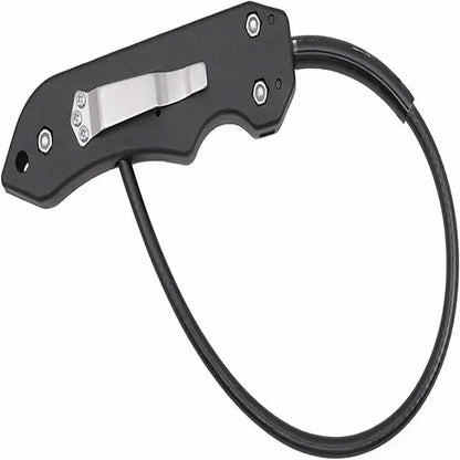 Fouet de Defense Portable EDC Cable Souple – Ultra-Leger 200 g, 43 cm, Discret pour Agents de Securite en Civil et Personnel de Surveillance (Noir / Rose)