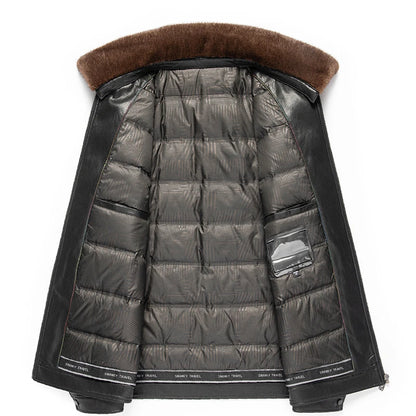 Doudoune Homme Cuir Véritable — Col Fourrure Vison, 90% Duvet Canard Blanc | M à 4XL - BLACKBEARD OUTDOOR INDUSTRIES