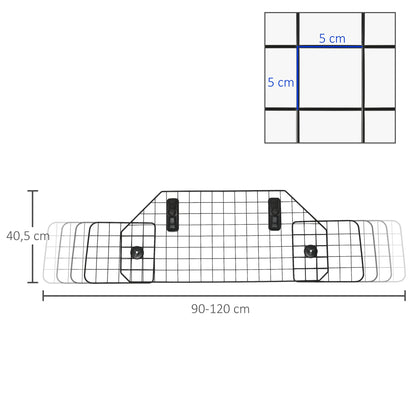 Barrière de Sécurité Auto pour Chien PawHut, Ajustable de 90 cm, Barrière de Protection Noire