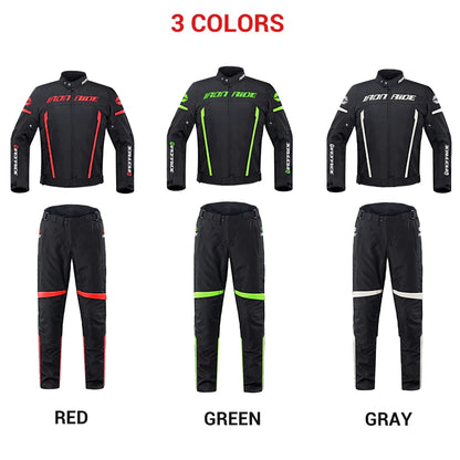 Veste Moto Imperméable + Pantalon Moto Racing – Polyester 600D Protections EVA – Unisexe – M à XXXL
