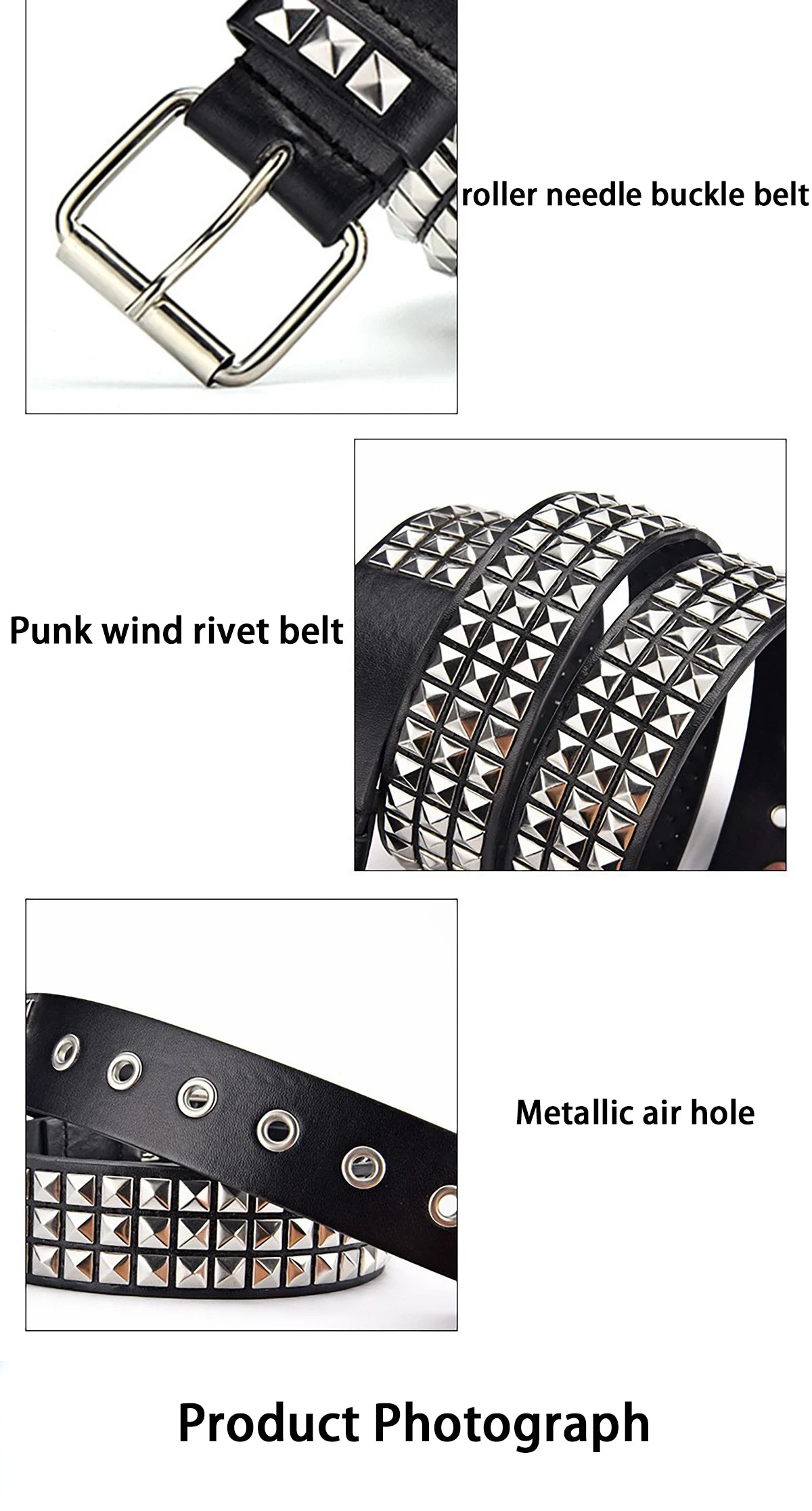 Ceinture Simili-Cuir Style Metal Pyramid 105 cm Ma boutique