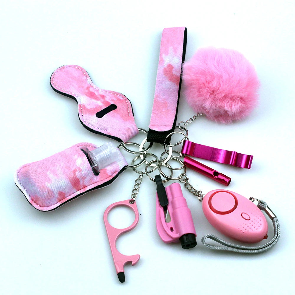 Kit porte-clés de sécurité femme 10 pièces avec dragonne