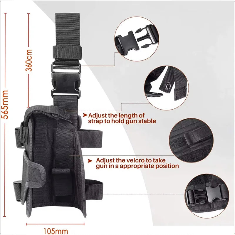 Holster Cuisse Universel Drop Leg – Glock 17, M9, P226, CZ 75, Révolver | Polyester 600D, Réglable | Droitier & Gaucher | Noir, Vert, Tan - BLACKBEARD OUTDOOR INDUSTRIES