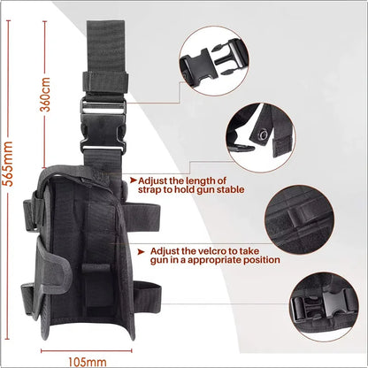 Holster Cuisse Universel Drop Leg – Glock 17, M9, P226, CZ 75, Révolver | Polyester 600D, Réglable | Droitier & Gaucher | Noir, Vert, Tan - BLACKBEARD OUTDOOR INDUSTRIES