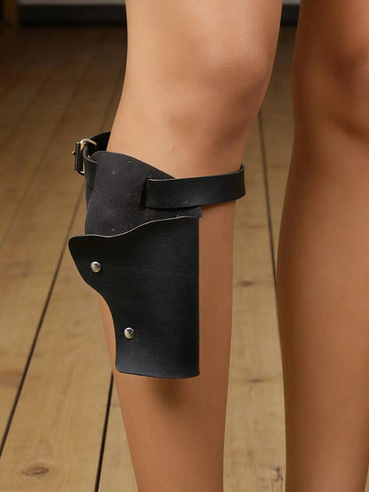 Holster de cuisse noir réglable en simili cuir