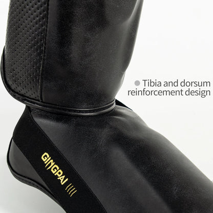 Tibières Professionnelles Cuir PU – Protège-Tibia & Pied Sanda, Muay Thai, Boxe | M à XL | 5 Coloris - BLACKBEARD OUTDOOR INDUSTRIES