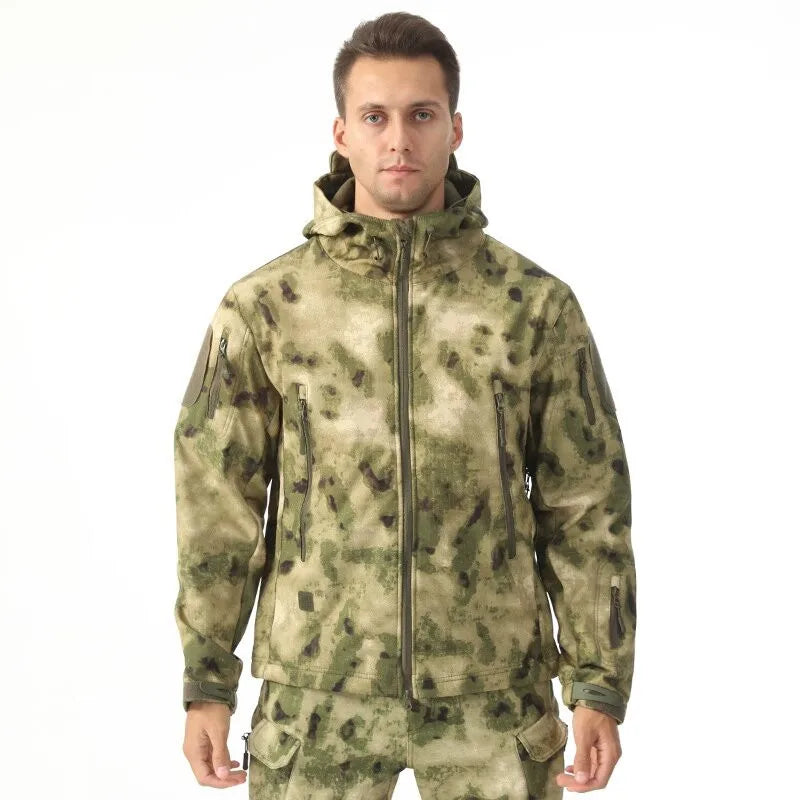 Veste tactique softshell femme à capuche, doublée polaire, camouflage ou unie