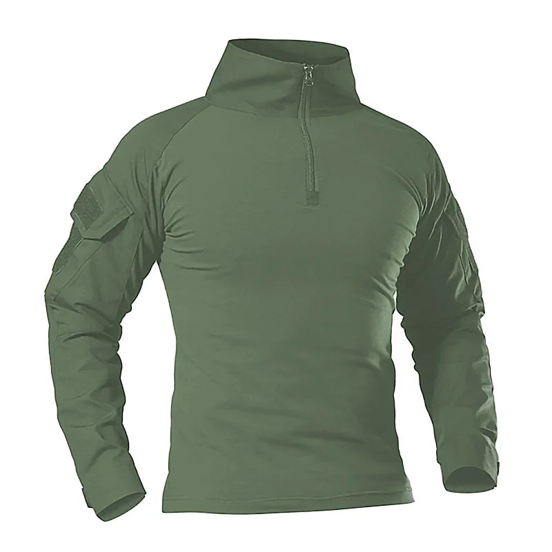 T-Shirt Tactique Militaire Manches Longues – Camouflage CP, Coton DRYTEC, Homme
