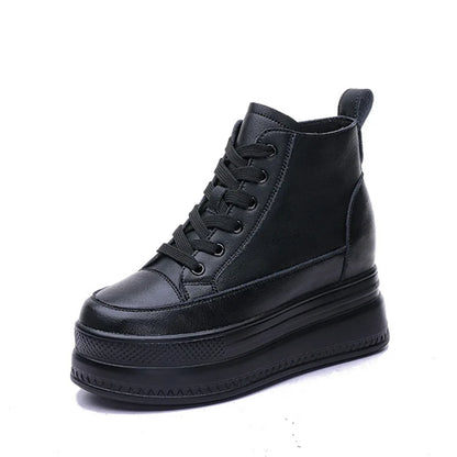 Bottines compensées femme noires à semelle épaisse