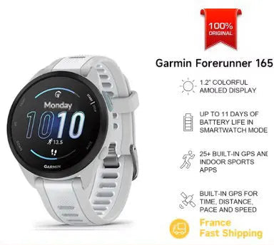 Montre GPS Garmin Forerunner 165 – AMOLED, Cardio, GPS, 11 Jours, Running & Cross-Training