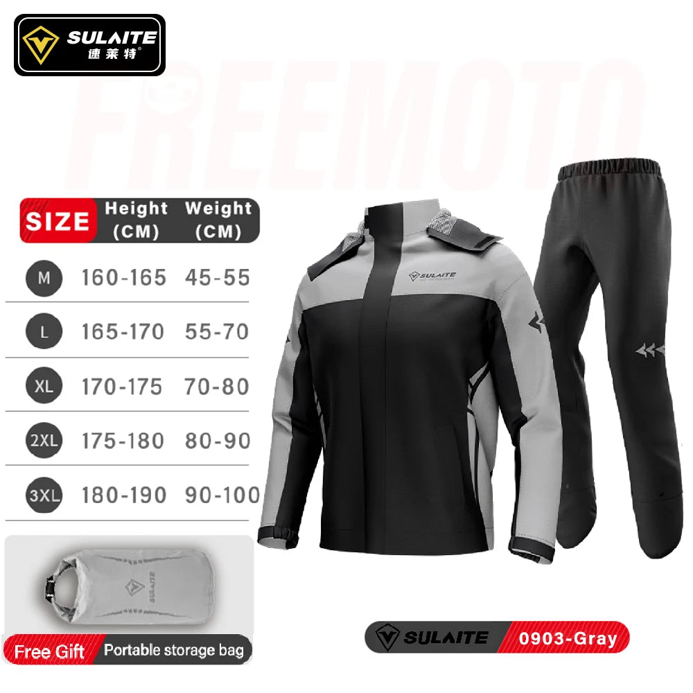 Combinaison Pluie Moto SULAITE 2 Pièces — Imperméable TPU, Bandes Réfléchissantes 360° | Unisexe M à XXXL - BLACKBEARD OUTDOOR INDUSTRIES