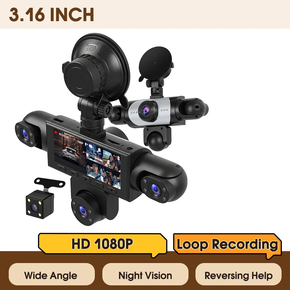 Dashcam Podofo 5 caméras 1080P avec écran 3,16 pouces