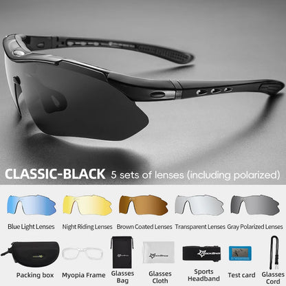 ROCKBROS Lunettes Cyclisme Polarisées – 5 Verres Interchangeables VTT Route