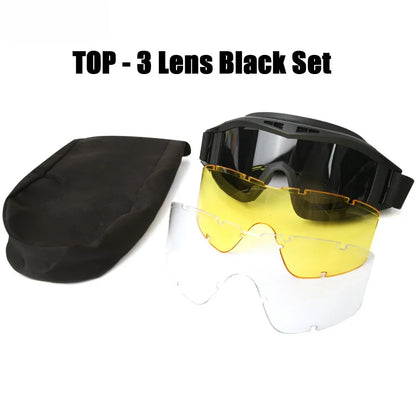 Lunettes tactiques à 3 jeux de verres interchangeables