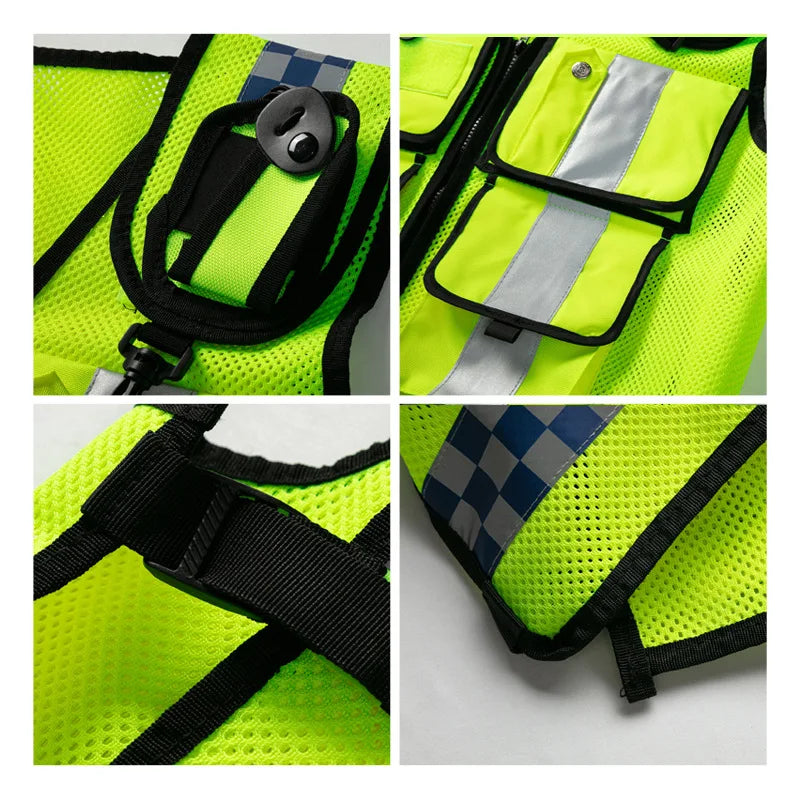 Gilet de sécurité réfléchissant multipoches pour patrouille et extérieur