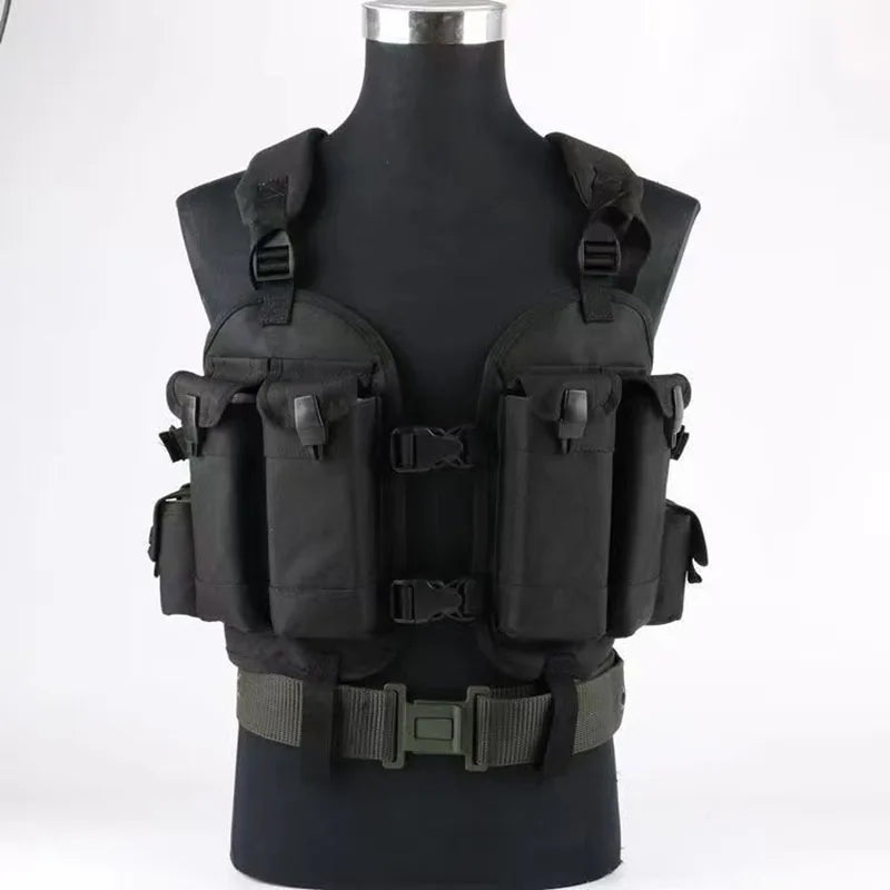 Gilet tactique homme noir en nylon