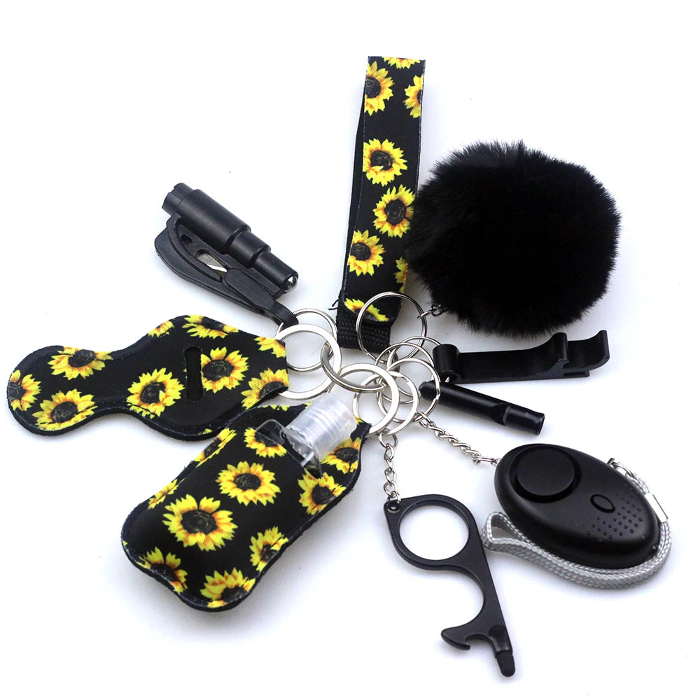 Kit porte-clés de sécurité femme 10 pièces avec dragonne