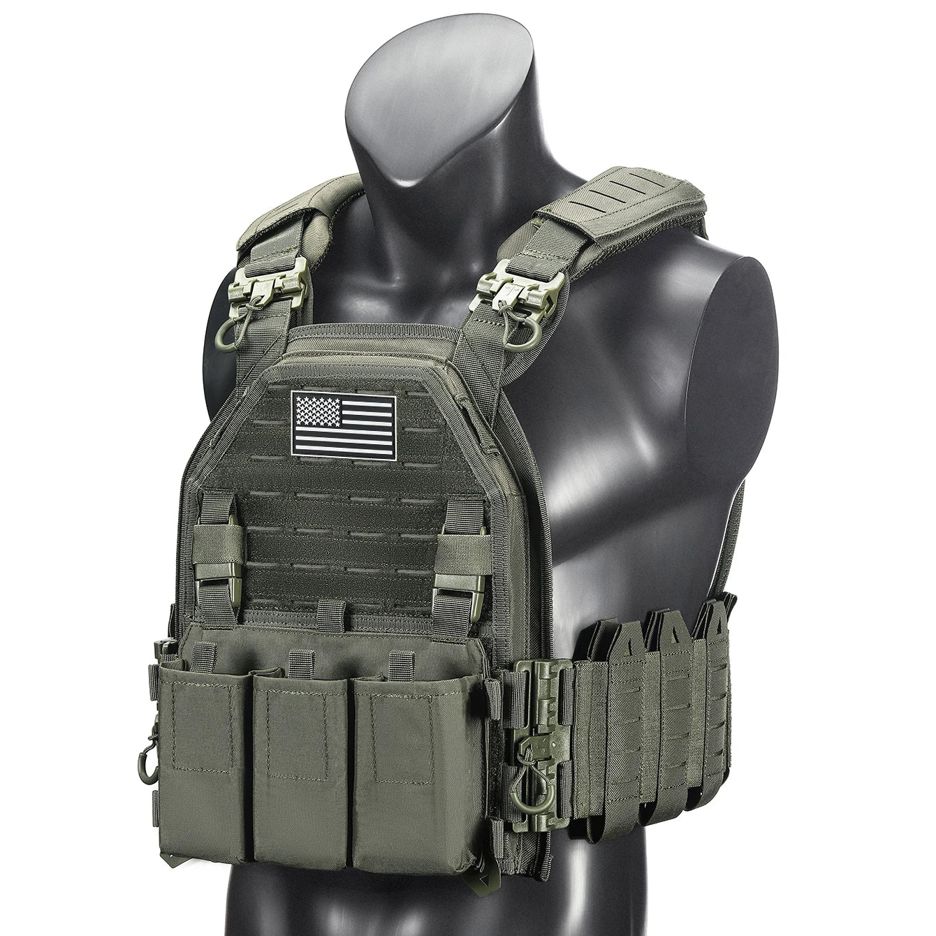 Porte Plaque Tactique MOLLE - (Inclus Drapeau US) - BLACKBEARD OUTDOOR INDUSTRIES