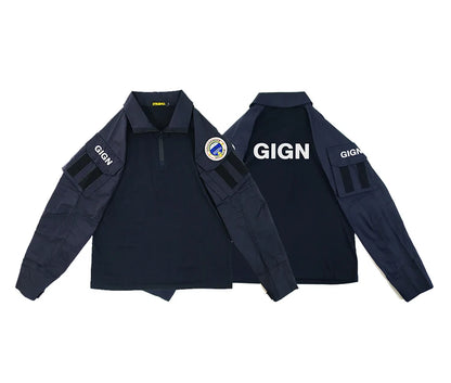 Chemise de Combat Style GIGN – Forces Spéciales Françaises, Bleu Marine, XS à XXXL