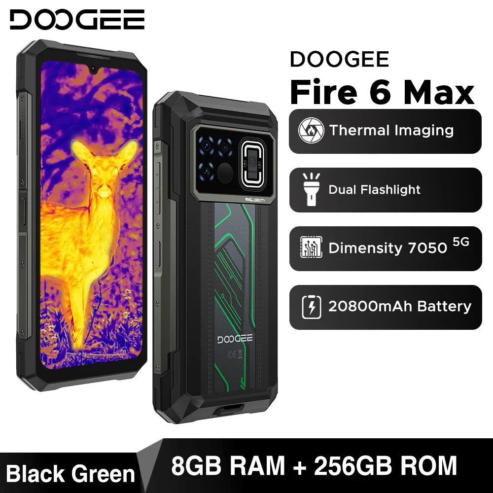 DOOGEE Fire 6 Max 5G – Smartphone robuste avec imagerie thermique & batterie XXL - BLACKBEARD OUTDOOR INDUSTRIES