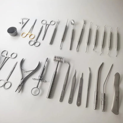 Kit d'Instruments Chirurgicaux pour Implants Dentaires - 26 Pièces - Pinces à Mordre l'Os, Marteau Osseux, Séparateur de Périoste, Sonde - Kit Chirurgical Intraoral BLACKBEARD OUTDOOR INDUSTRIES