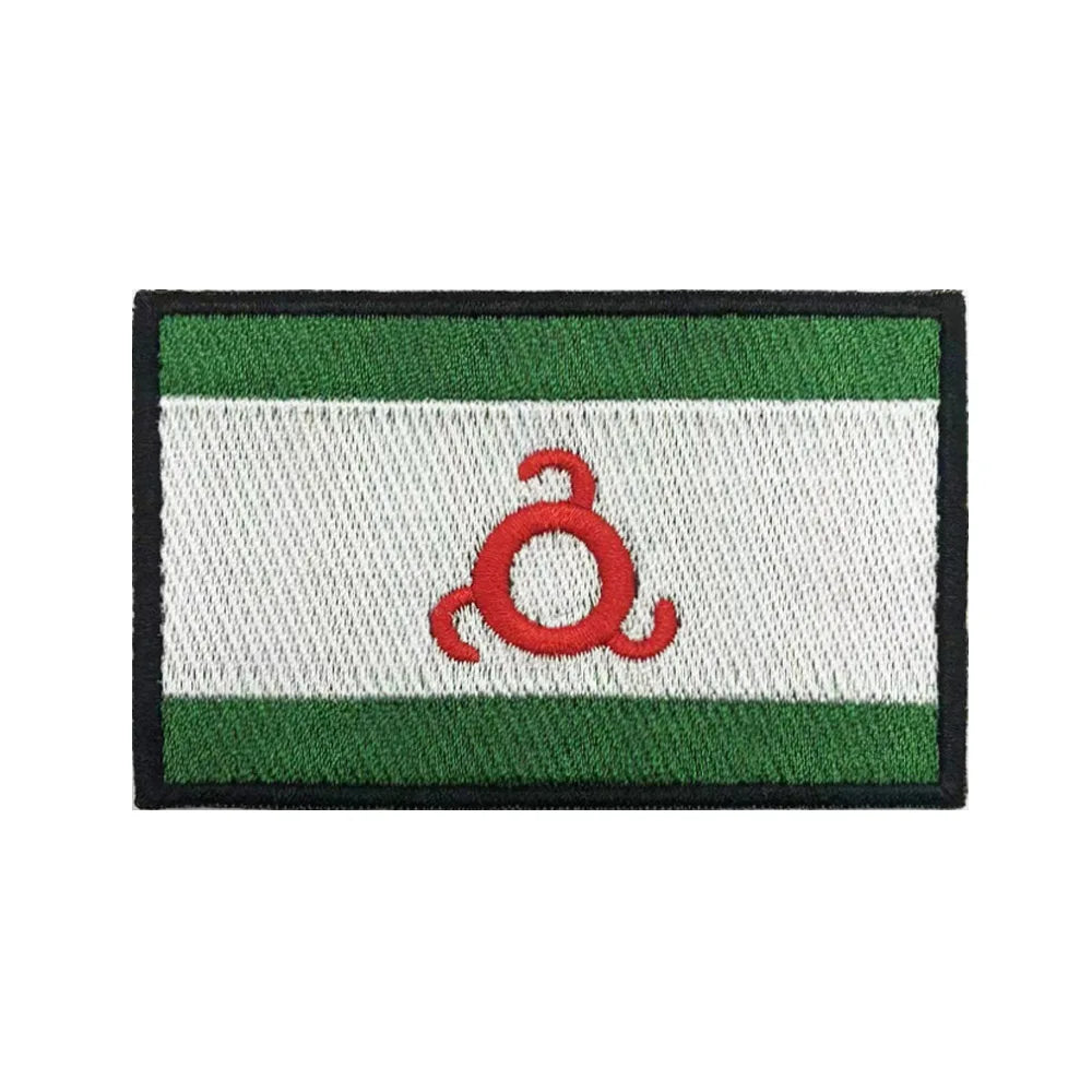 Patch Brodé Drapeau République d’Ingouchie – Thermocollant ou Velcro Hook & Loop, 8x5 cm - BLACKBEARD OUTDOOR INDUSTRIES