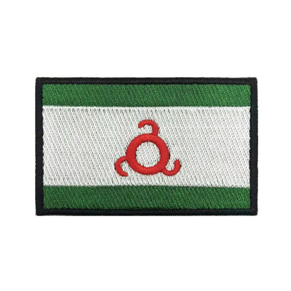 Patch Brodé Drapeau République d’Ingouchie – Thermocollant ou Velcro Hook & Loop, 8x5 cm - BLACKBEARD OUTDOOR INDUSTRIES