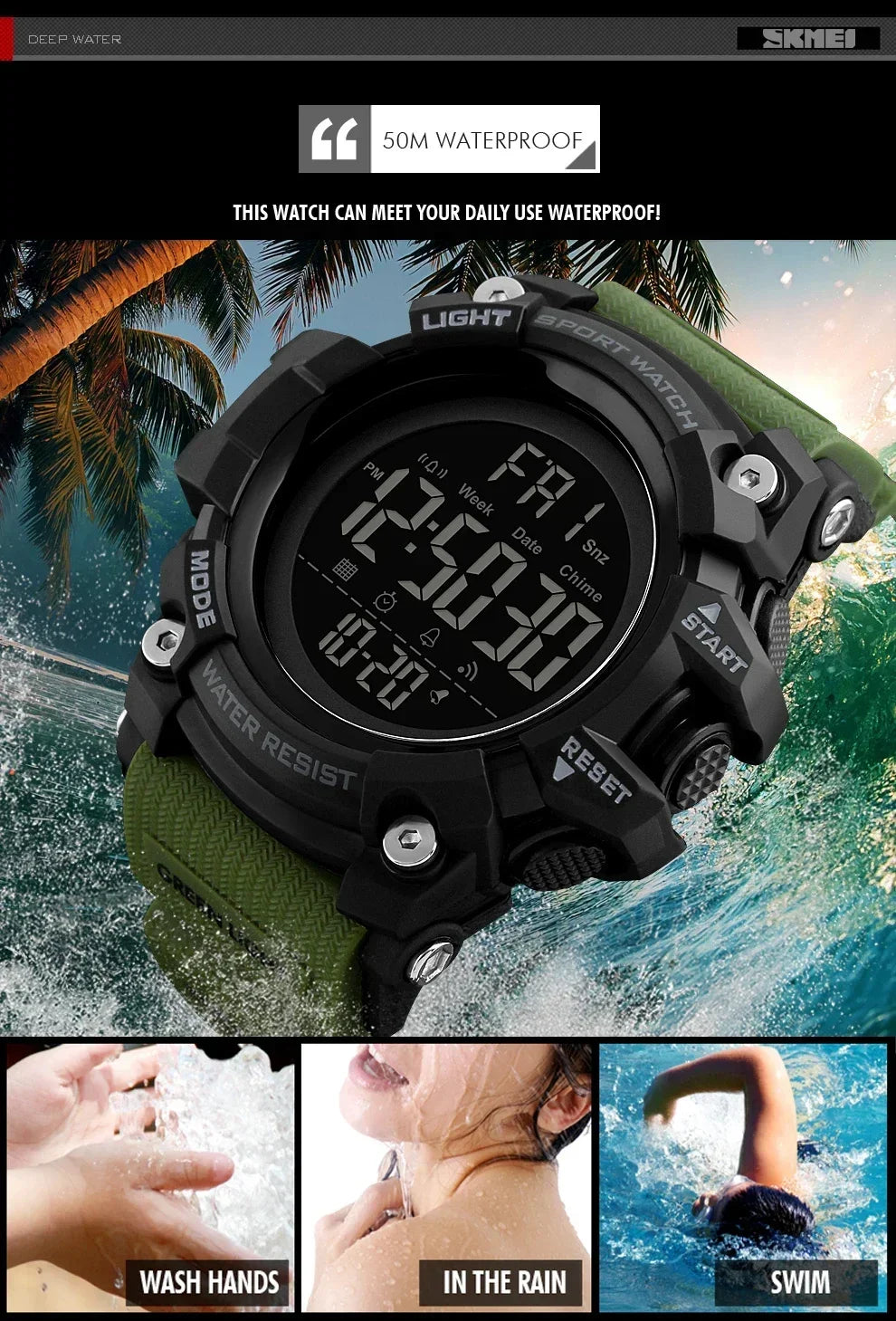 Montre Digitale Sport Homme SKMEI 1384 – Résistante et Multifonction - BLACKBEARD OUTDOOR INDUSTRIES