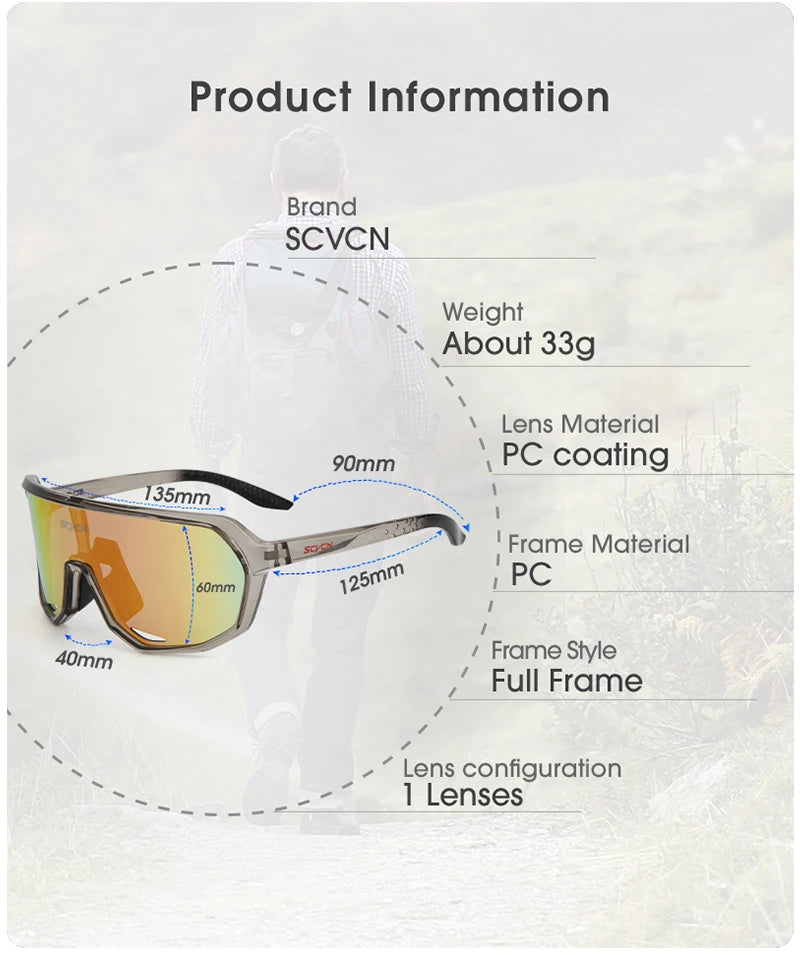 Lunettes de Vélo SCVCN UV400 - Lunettes de Sport pour Homme et Femme, Protection UV - BLACKBEARD OUTDOOR INDUSTRIES