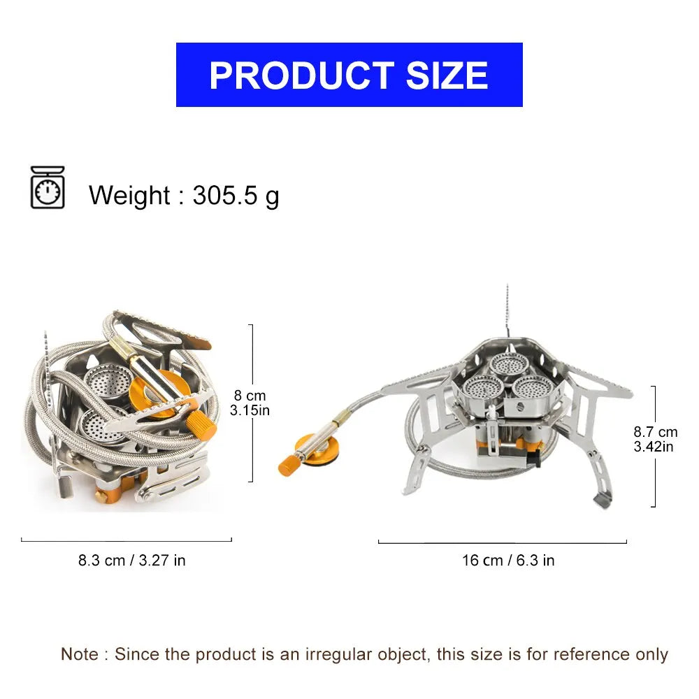 Widesea Réchaud Camping Gaz 3500W – Brûleur Portable Pliable Inox | Randonnée, Bivouac, Outdoor