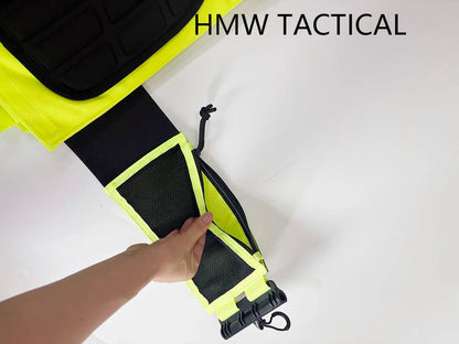 Porte-plaque tactique jaune fluo MOLLE pour sécurité privée, léger, dégagement rapide