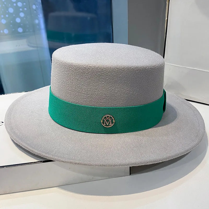 Chapeau fedora femme à bord plat et ruban