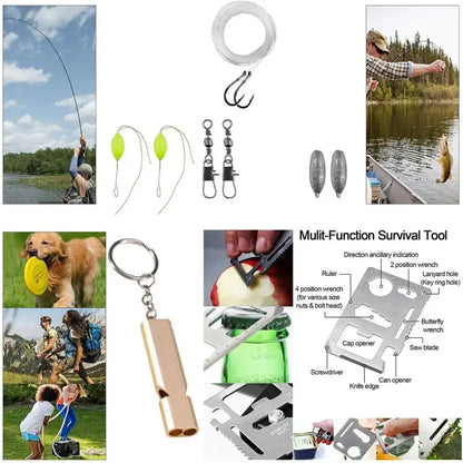 Kit de Survie Multifonction – Équipement Urgence Camping Tactique SOS Bushcraft