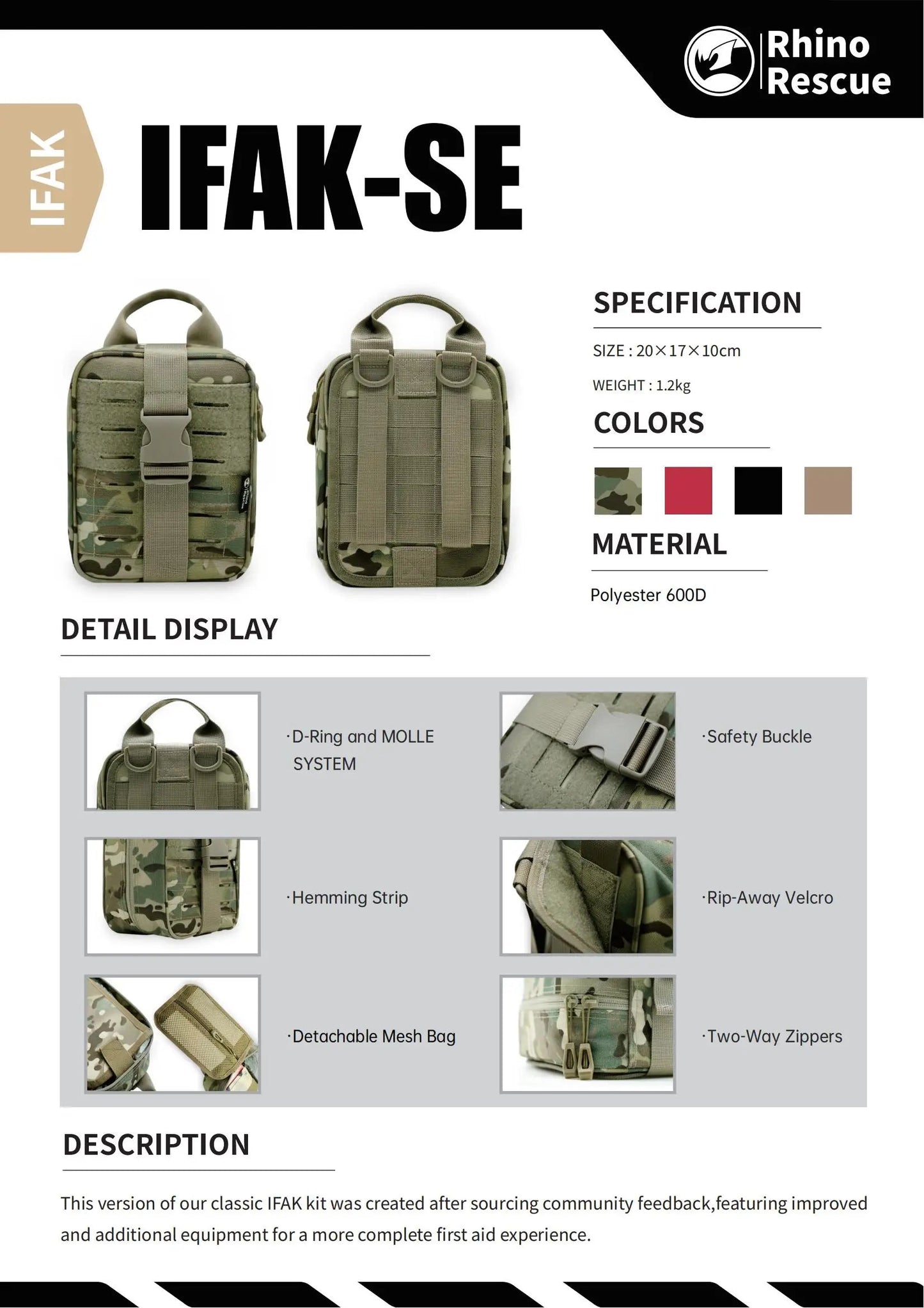 RHINO RESCUE-SE IFAK – Kit de Premiers Secours Tactique Complet Ma boutique