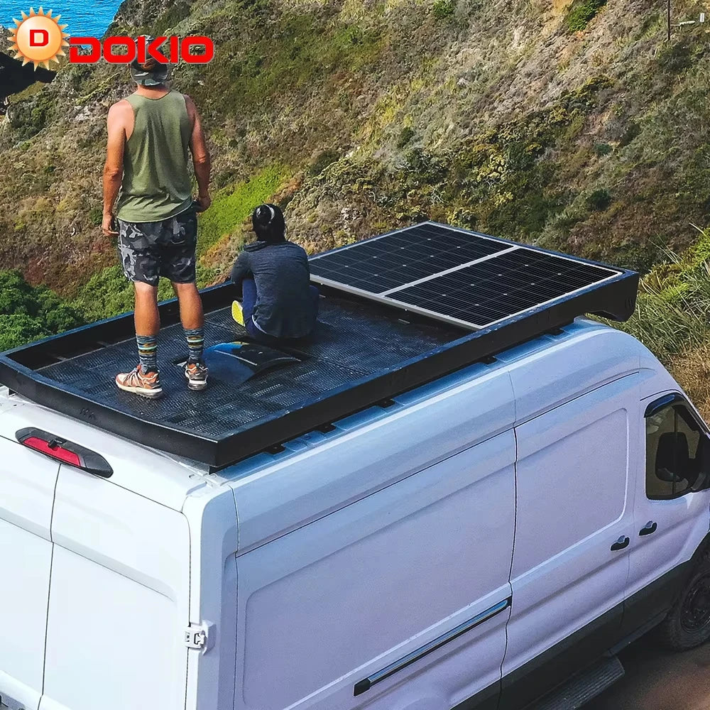 DOKIO Kit de Panneaux Solaires 100W 18V Monocrystalline Étanche pour RV/Domicile/Batterie 12V - BLACKBEARD OUTDOOR INDUSTRIES