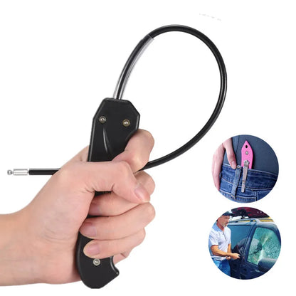 Fouet de Defense Portable EDC Cable Souple – Ultra-Leger 200 g, 43 cm, Discret pour Agents de Securite en Civil et Personnel de Surveillance (Noir / Rose)