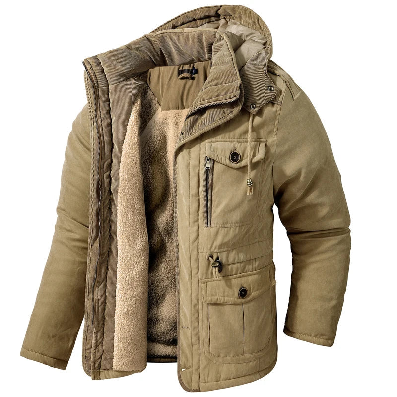 Veste d’Hiver Chaude Homme – DIMUSI Veste Tactique Épaissie | Polaire Doublée | Multi-poches | Coupe-Vent | Capuche | Mode & Outdoor - BLACKBEARD OUTDOOR INDUSTRIES