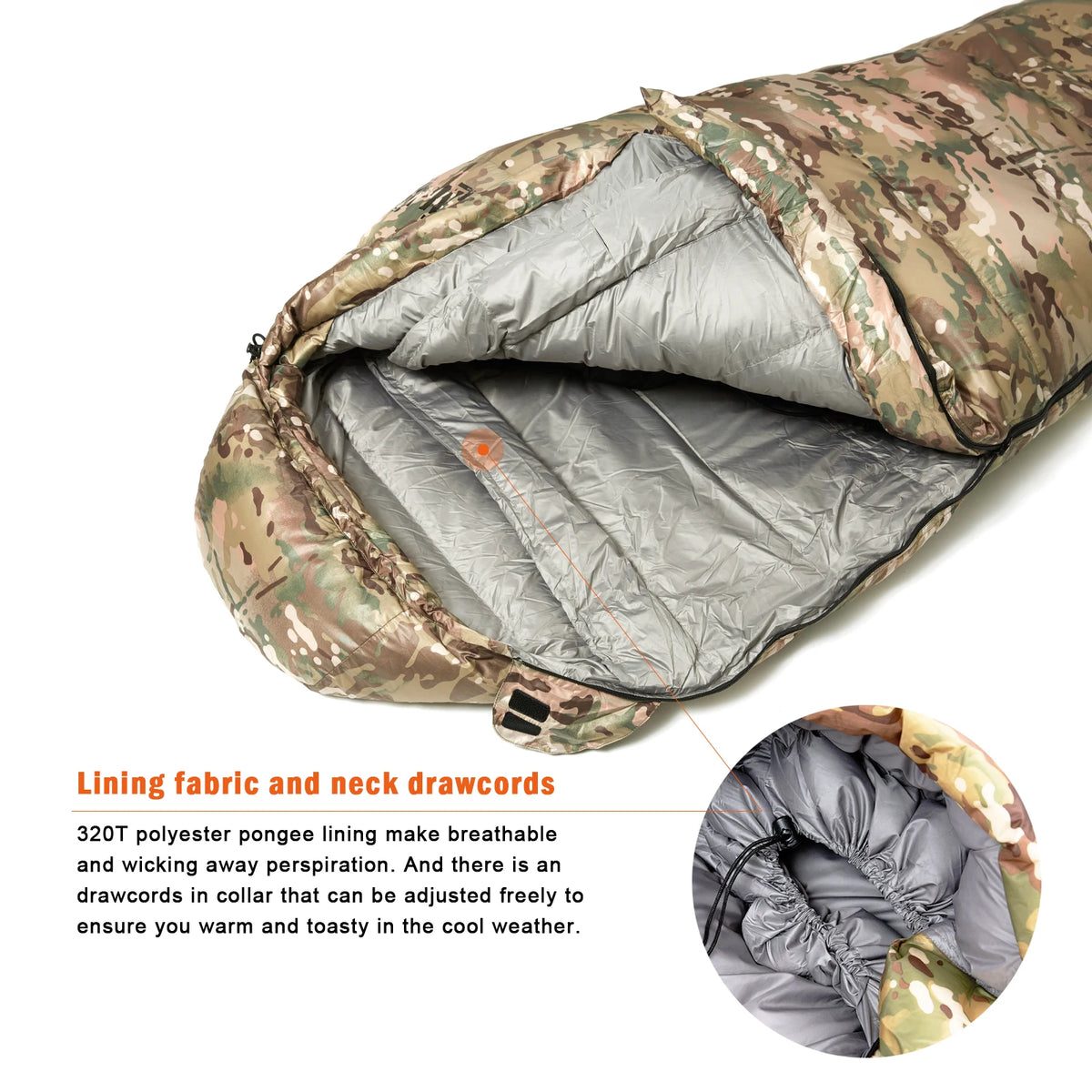 Sac de couchage militaire momie en duvet – Bivouac et camping