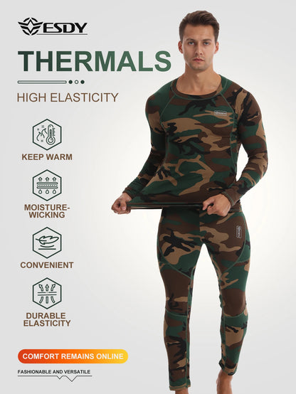 Ensemble Thermique Compression Homme – Sous-vêtement Tactique Camouflage Chasse Ski Montagne