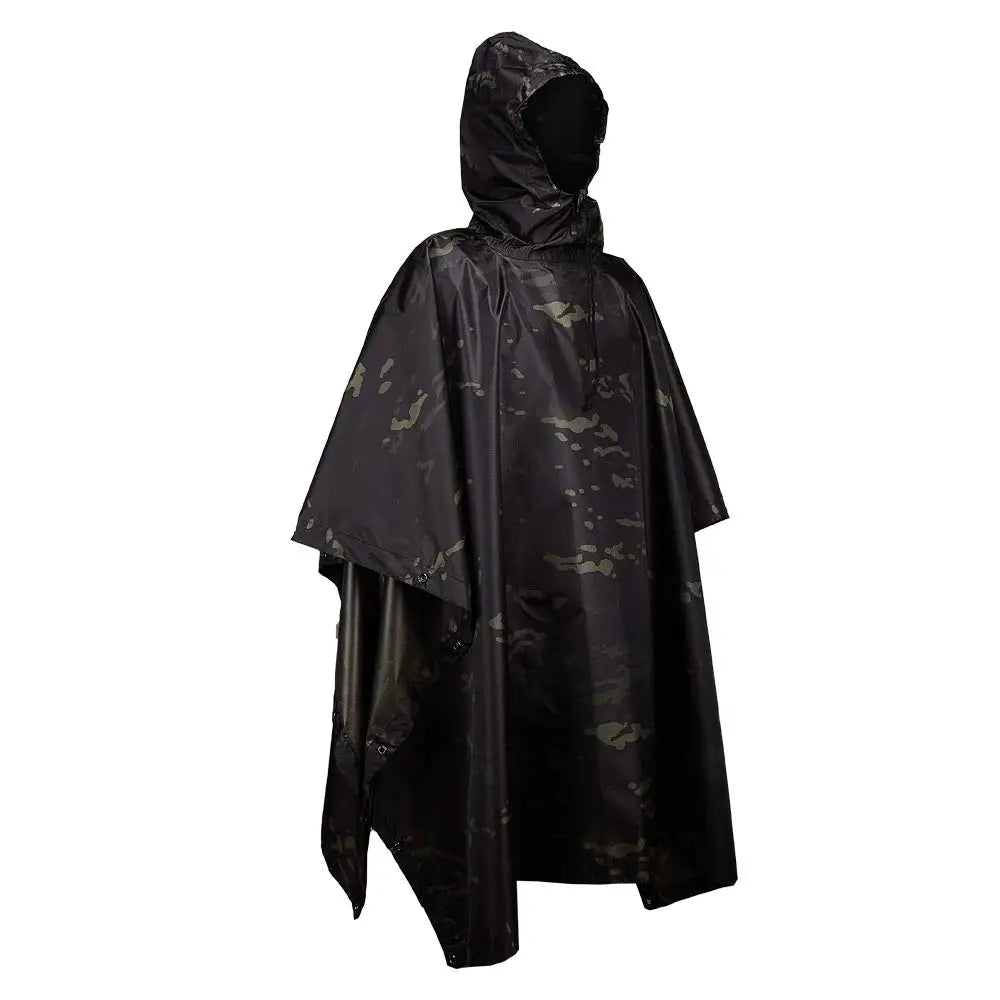 Poncho Pluie Camouflage Tactique Militaire – Imperméable Pliable | Randonnée, Chasse, Airsoft | 9 Coloris