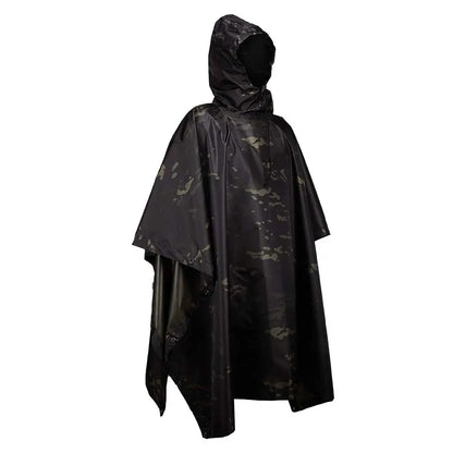 Poncho Pluie Camouflage Tactique Militaire – Imperméable Pliable | Randonnée, Chasse, Airsoft | 9 Coloris