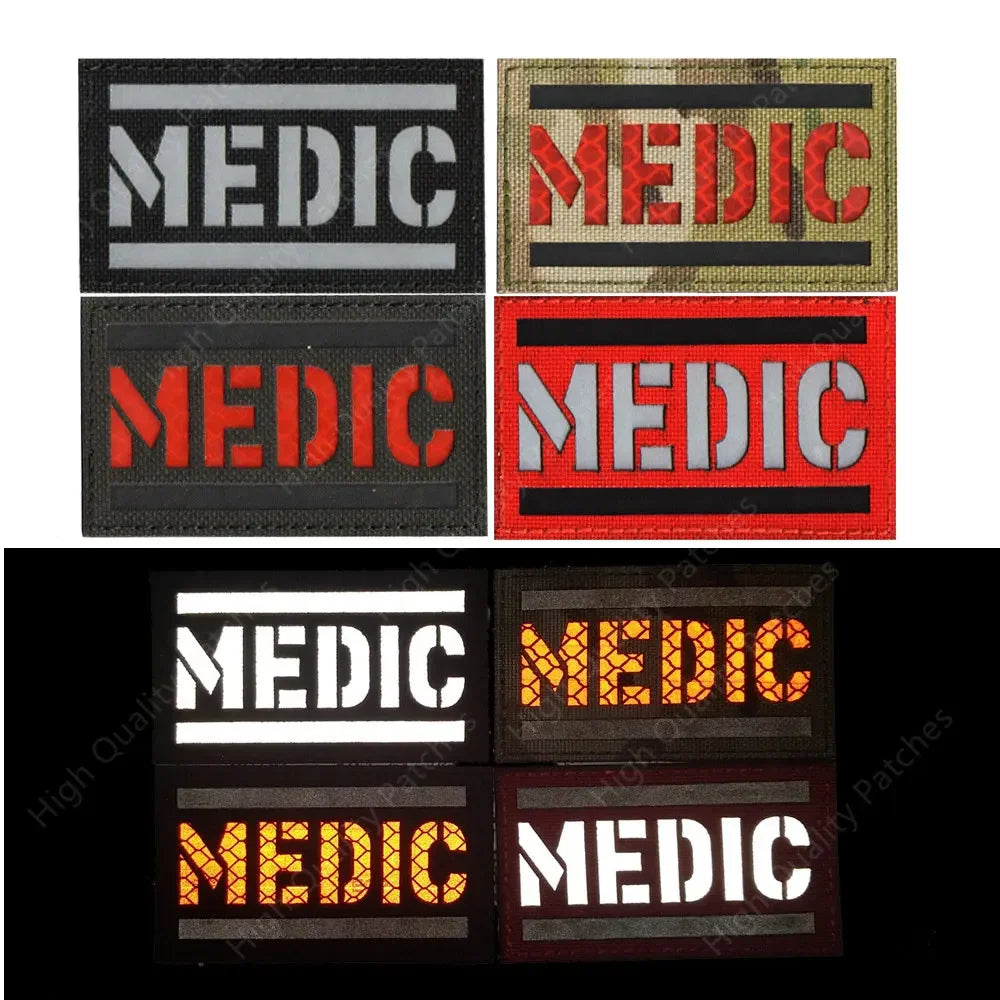 MEDIC Embroidered Patch IR Reflective Glow in Dark Tactical Military Patches Medical MED EMT PARAMEDIC Emblem PVC Rubber Badges - BLACKBEARD OUTDOOR INDUSTRIES