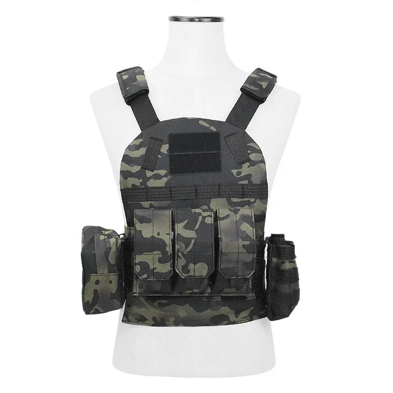 Gilet Tactique Enfant - Gilet Militaire Airsoft et Chasse Camouflage pour Enfants - Équipement Outdoor Paintball Molle BLACKBEARD OUTDOOR INDUSTRIES