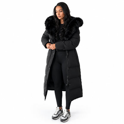 Manteau d’hiver femme à capuche et taille ajustable