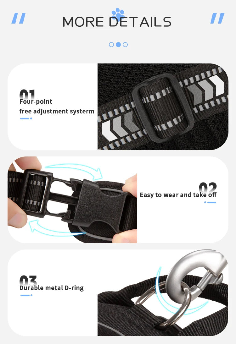 Harnais Anti-Traction Réfléchissant et Rembourré pour Chien – Ajustable pour Petits, Moyens et Grands Chiens Ma boutique