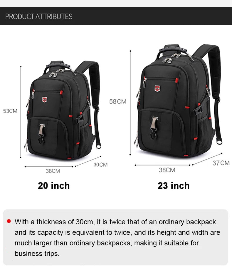 Sac à Dos Imperméable 20 pouces avec Port USB – Sac École et Voyage Antivol Unisexe à Haute Capacité - BLACKBEARD OUTDOOR INDUSTRIES