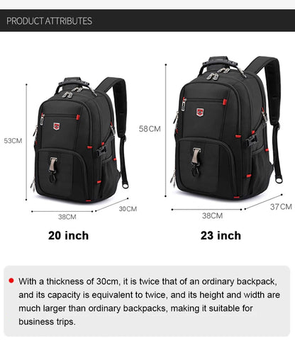 Sac à Dos Imperméable 20 pouces avec Port USB – Sac École et Voyage Antivol Unisexe à Haute Capacité - BLACKBEARD OUTDOOR INDUSTRIES